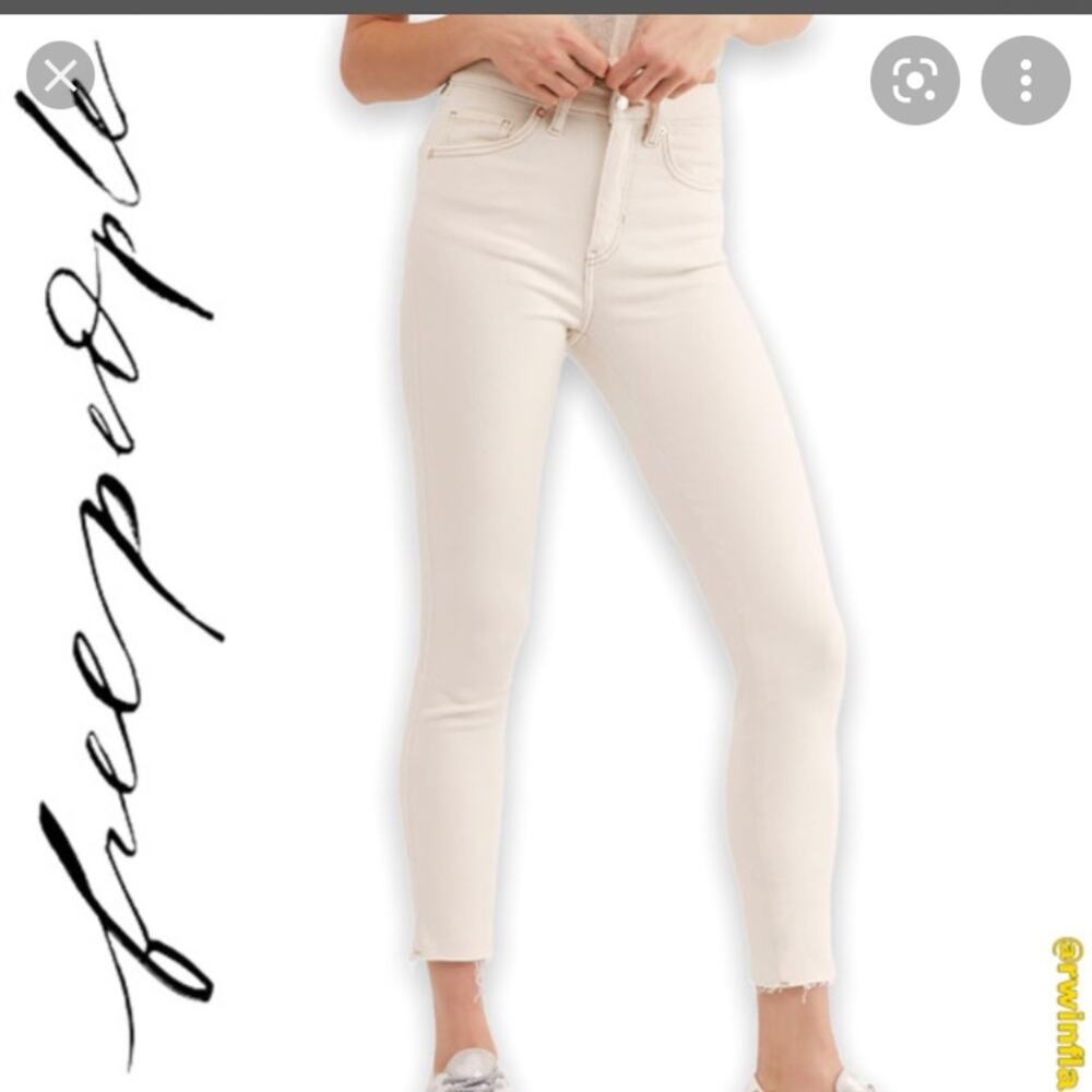 Free People High Waist Raw Hem Denim Jeans 30